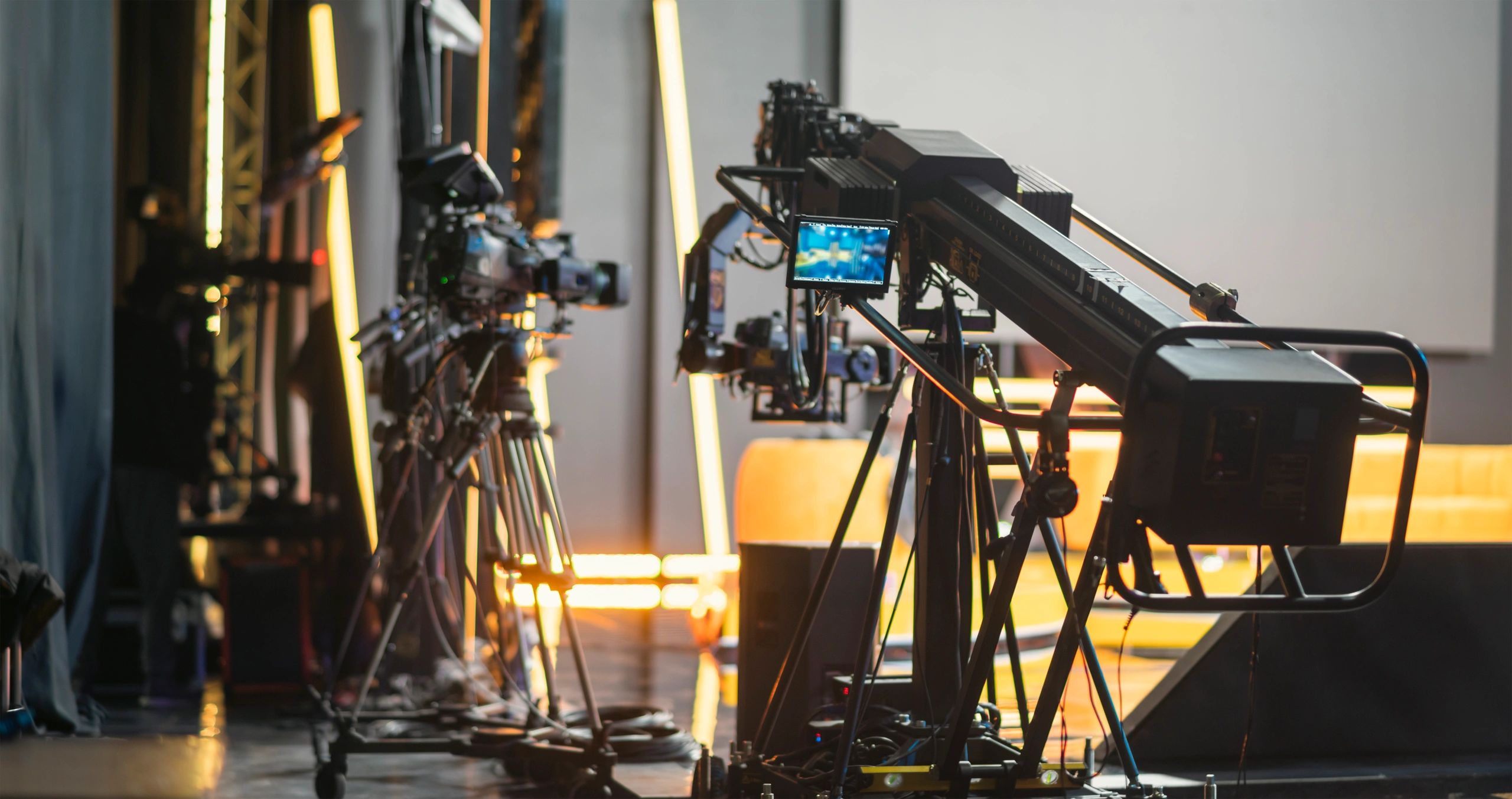 Professional commercial AV environment with broadcast equipment
